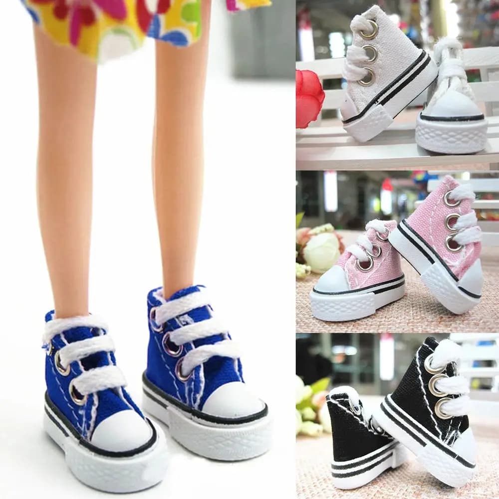 1 Pair 3.5cm/5cm Doll Canvas Shoes Fashion Handmade Doll Sneakers 1/6 Dolls Sneakers Shoes For Children BJD Accessories