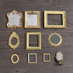 1:12 Scale Vintage Gloden Frames Miniature Oil Painting Dollhouse Ornament Mini Picture Retro Mirror Kids Toys Doll Accessories