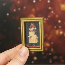 1:12 Scale Vintage Gloden Frames Miniature Oil Painting Dollhouse Ornament Mini Picture Retro Mirror Kids Toys Doll Accessories