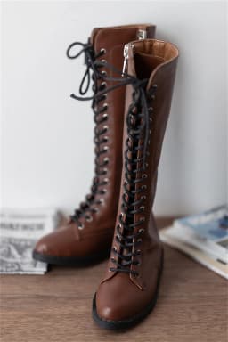 BJD Doll Shoes Toy Boys Girls 1/3 ID75 Black Brown Soft-soled Lacy Mid-calf Pointy Toe Leather High Boots Gift Doll Accessories