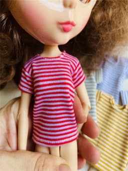 1pcs Blyth Doll Clothes, Pure Cotton Stripe T-Shirt for Azone OB24 Pullip Blyth 1/6 Doll Clothes Accessories for Dolls
