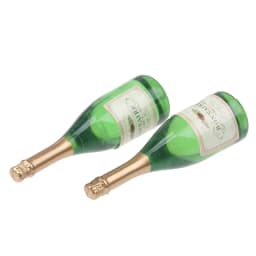 2 Pc Dollhouse Champagne Drink Bottles 1/12 Scale Mini Dollhouse Decor