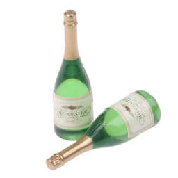 2 Pc Dollhouse Champagne Drink Bottles 1/12 Scale Mini Dollhouse Decor