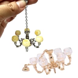1Pc 1/6 1/12 Miniature Dollhouse Ceiling Lamp Hanging Lamp Mini LED Lighting Model Home Decoration Doll Furniture Toy