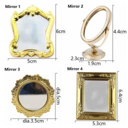 DIY Dollhouse Ornament Vintage Furniture European Style 1:12 Scale Doll House Accessories Mini Gloden Frames Miniature Mirror