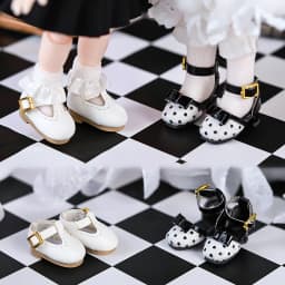 1 Pair of OB11 Doll Baby Shoes Spotted Bow High Heels 1/12 Bjd Doll Shoes Decoration Detachable Doll PVC Material