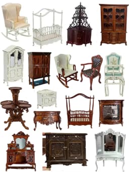 Miniature Dollhouse Furniture Wooden 1：12 Classical Mini Furniture Model Palace Retro Luxury Doll Wardrobe Doll Accessories