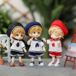 Ob11 Doll Sailor Clothes Uniform Set Doll Navy Suit Doll Hat Shirt Shorts For P9, 1/12 Bjd, Cu-Poche,Gsc, Molly Doll