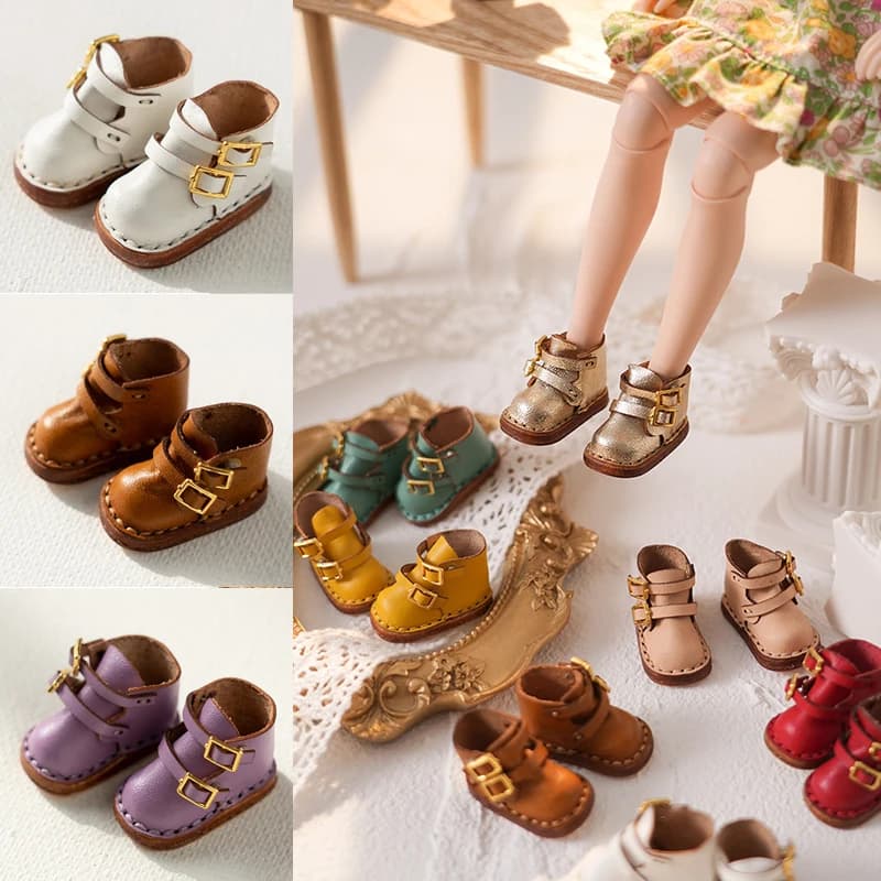 Cute Blyth Doll High Boots Double Buckle Leather Shoes Ob22 Ob24 Dolls Shoes Suitable for Licca Azones Body Doll Accessories Toy