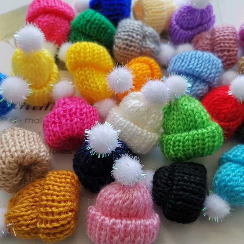 10Pcs 3.5CM Mixed Woolen Yarn Mini Hat Cap For Dolls Decoration Accessories Kids Pretend Play Toys DIY