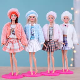 New 30cm Doll's Clothes Suit Dress Up Accessories Plush Coat and Skirt Suit Fit To 11.5 Inch Doll