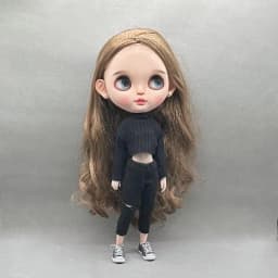 DLBell Handmade Blythe Doll Clothes Fashion Sweater Knitted Short Top and Jeans Pants for Blyth OB24 Dolls Accessories