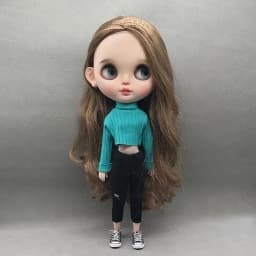 DLBell Handmade Blythe Doll Clothes Fashion Sweater Knitted Short Top and Jeans Pants for Blyth OB24 Dolls Accessories