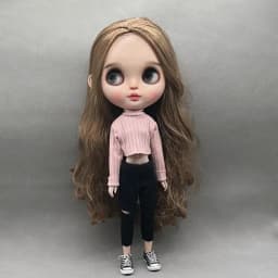 DLBell Handmade Blythe Doll Clothes Fashion Sweater Knitted Short Top and Jeans Pants for Blyth OB24 Dolls Accessories