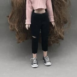 DLBell Handmade Blythe Doll Clothes Fashion Sweater Knitted Short Top and Jeans Pants for Blyth OB24 Dolls Accessories