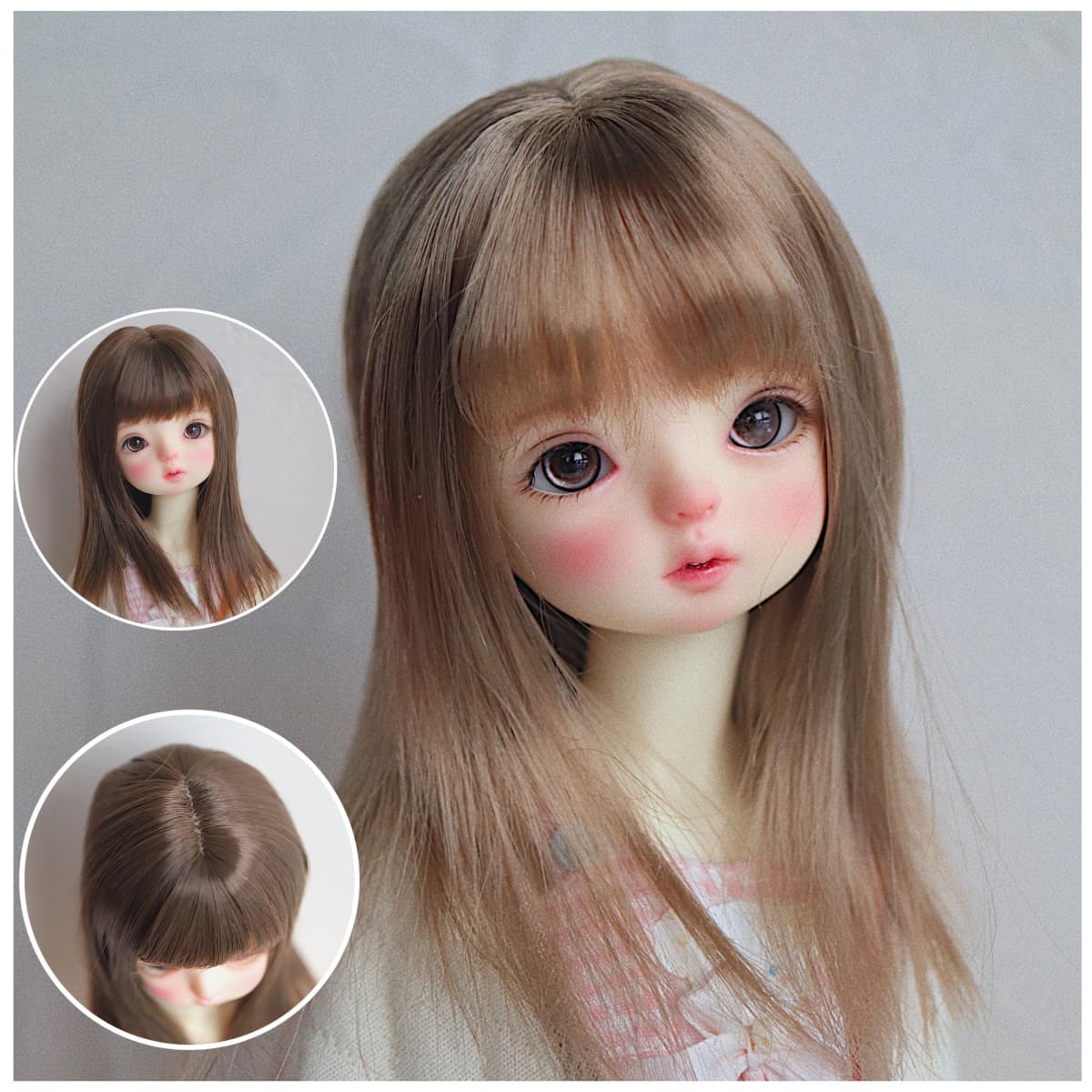 In Stock BJD/SD Wig 1/6 1/4 Girls Light Golden Brown Milk Silk Soft Silk Long Straight Hair Wig Doll Accessories (No Doll)