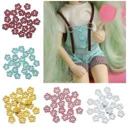 20Pcs 4mm Mini Buttons Flower Shape Metal Buckle Doll Clothes Buckles DIY Sewing Material Dolls Clothing Accessorie