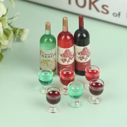 1/12 Miniature Wine Bottles Dollhouse Kitchen Accessories - Mini Dolls House Living Room Accessories Beer Drink Bottles & cups
