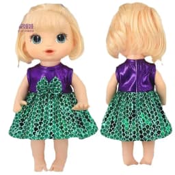 Doll Summer Green Sequins Dress 12 Inch Baby Doll Clothes Children Birthday Gift