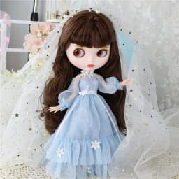 DBS dress for Blyth Doll ICY Licca Outfit Blue Dress Flower Suit Wedding Dress Lace Anime Doll Clothes