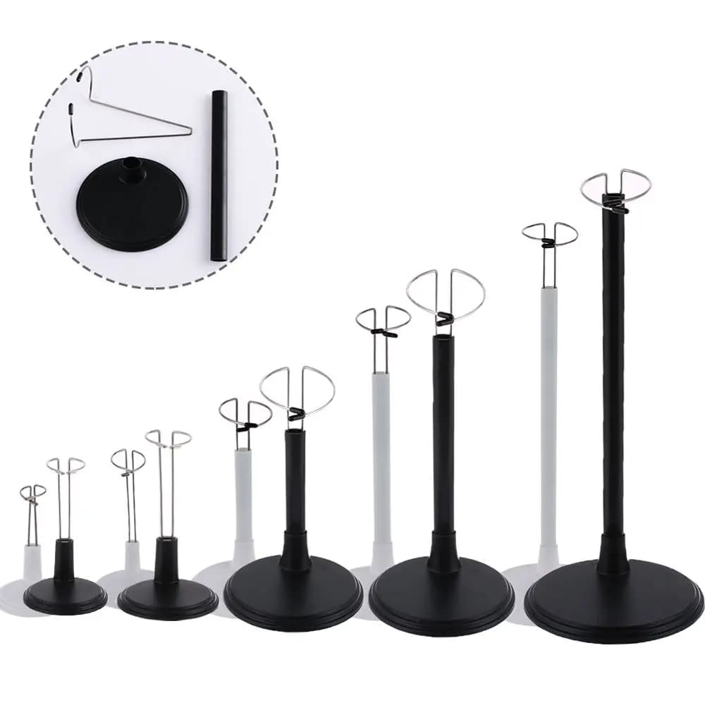 Practical Metal Doll Bracket Adjustable White Black Stand Holder Toy Store Display Toy Store Display Support Dollhouse Accessory