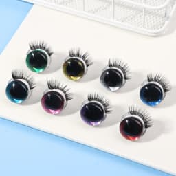 1Pair 20MM Plastic Doll Safety Eyes 3D Glitter Eyeballs With Eyelash For Crochet Toys Puppet Amigurumi Dolls Accessories