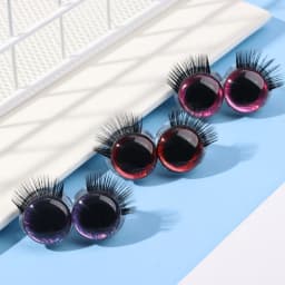 1Pair 20MM Plastic Doll Safety Eyes 3D Glitter Eyeballs With Eyelash For Crochet Toys Puppet Amigurumi Dolls Accessories