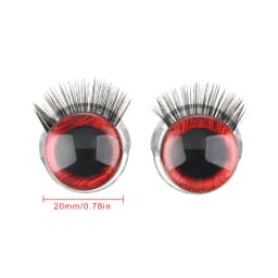 1Pair 20MM Plastic Doll Safety Eyes 3D Glitter Eyeballs With Eyelash For Crochet Toys Puppet Amigurumi Dolls Accessories