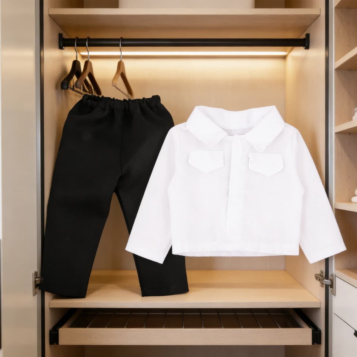 White Shirt+Pants Clothes Set For 43cm Baby New Born Doll Office Lady Suit Fit For American 18 Inch Girl And OG,Russia Doll Toy