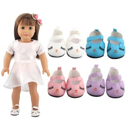 Cute Jacquard American 18 Inch Girl Doll 7cm Shoes Boots Embroidery Rabbit Cartoon Doll Shoes For 43cm Baby New Born,DIY,OG Doll