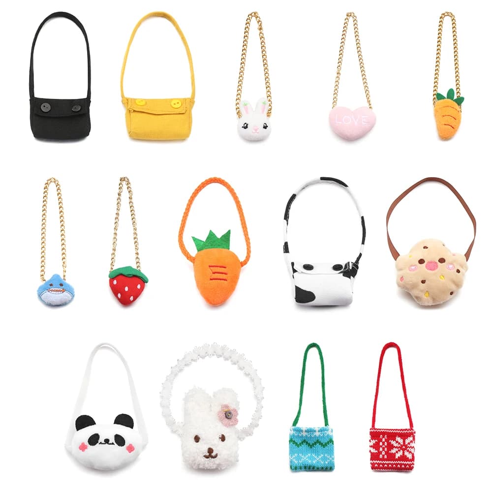 20CM Toys Miniature Bag Cartoon Animal Chain Bag Messenger Bag Handbag For Idol Dolls Accessories Dollhouse Rucksack