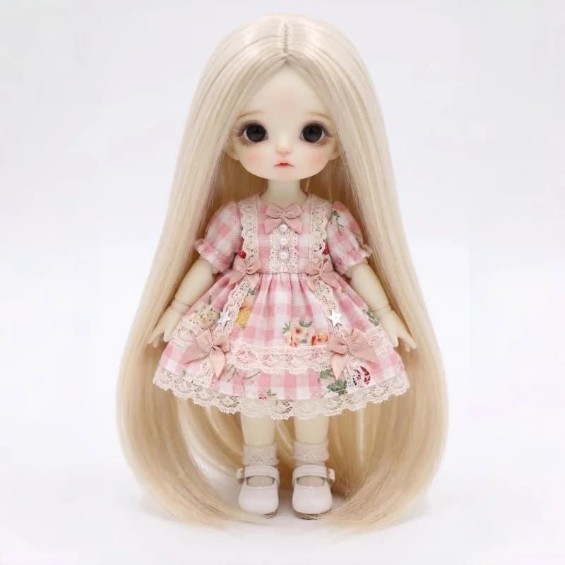 Tiny Doll Wigs JD016 3-4inch 4-5inch 5-6inch Parting Long Straight Synthetic Mohair BJD Hair 1/12 1/8 OB11 Doll Accessories