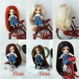 Tiny Doll Wigs JD016 3-4inch 4-5inch 5-6inch Parting Long Straight Synthetic Mohair BJD Hair 1/12 1/8 OB11 Doll Accessories