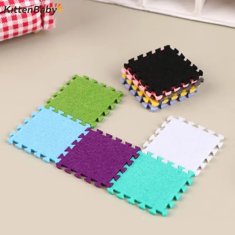 6Pcs 1:12 Dollhouse Miniature Seamed Rug Carpet Multicolor Mat Carpet House Living Room Furniture Living Scene Decor Toy