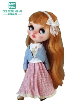 Blyth Azone OB22 OB24 Doll Clothes Fashion Plaid Skirt T-Shirt Girl Gift