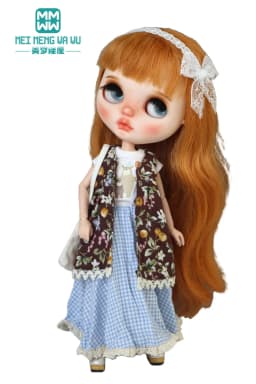 Blyth Azone OB22 OB24 Doll Clothes Fashion Plaid Skirt T-Shirt Girl Gift
