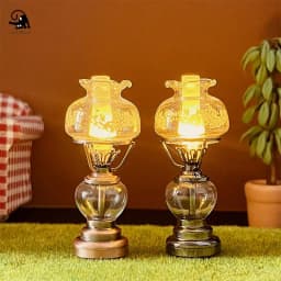 1:12 Dollhouse Miniature Retro LED Lamp Candlestick Light Desk Lamp Home Lighting Model Furniture Decor Toy Doll House