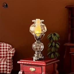 1:12 Dollhouse Miniature Retro LED Lamp Candlestick Light Desk Lamp Home Lighting Model Furniture Decor Toy Doll House
