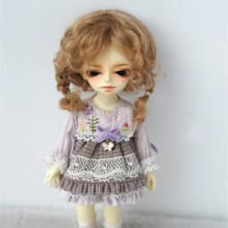 JD644 4-5inch 5-6inch Messy Baby Curly Mini Twintail Mohair BJD Wigs 1/8 1/12 OB11 Lati Yellow Doll Accessories