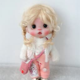 JD644 4-5inch 5-6inch Messy Baby Curly Mini Twintail Mohair BJD Wigs 1/8 1/12 OB11 Lati Yellow Doll Accessories