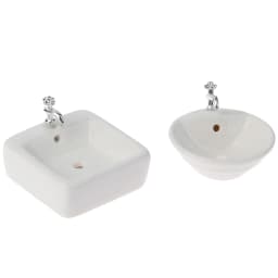 Dollhouse Bathroom Sink 1:12 Miniature Ceramic Wash Basin Bathroom Sink Model Simulation Accessory for Dollhouse White