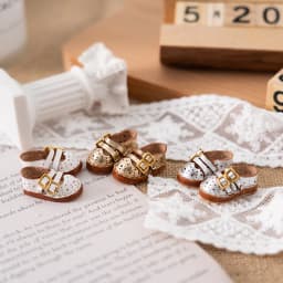 Doll Double Button Fashion Sandal Shoes Cowhide Flat Shoes With Hole For Blythes, Ob22 24, Ymy, Licca, Azones, Ob24, Fr Doll