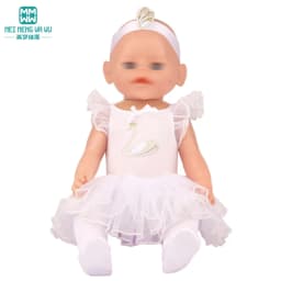 Doll clothes fit 43cm newborn doll and American doll tutu + Tights + dancing shoes three-piece doll accessories gifts