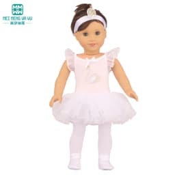 Doll clothes fit 43cm newborn doll and American doll tutu + Tights + dancing shoes three-piece doll accessories gifts