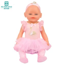 Doll clothes fit 43cm newborn doll and American doll tutu + Tights + dancing shoes three-piece doll accessories gifts