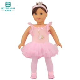 Doll clothes fit 43cm newborn doll and American doll tutu + Tights + dancing shoes three-piece doll accessories gifts