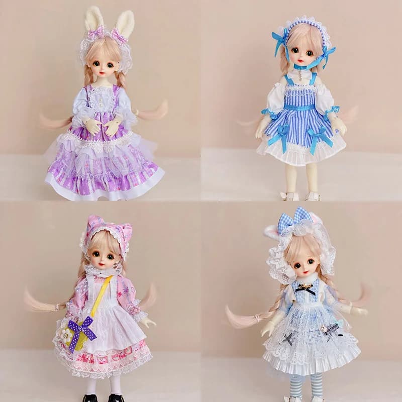 30cm Doll Clothes 1/6 Bjd Doll Clothes Lolita Style Princess Dress Up Clothes Accessories Toy Set Girls Kids Doll Toy Gift