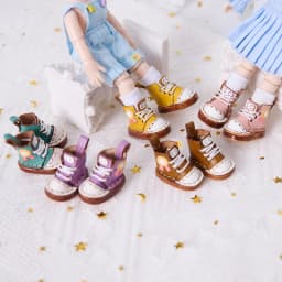 Round Toe OB11 Doll Shoes High Top Cowhide Leather Ankle Boots Lace Up Boots For YMY, Obitsu11,Body9, Gsc, Ddf, 1/12bjd Doll