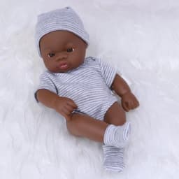 7.87Inch Black Skin American Reborn Dolls Cute Mini 20cm Cute Doll Toys Full Body Soft and Full Vinyl Doll Reborn Doll Toys Gift