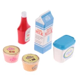 5Pcs/Set 1:12 Dollhouse Miniature Food Mini Tomato Sauce Iced Yogurt Dolls Kitchen Toy